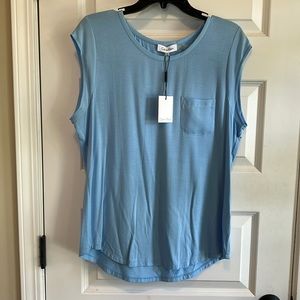 Calvin Klein Modern Essentials Blue cap sleeve blouse Large